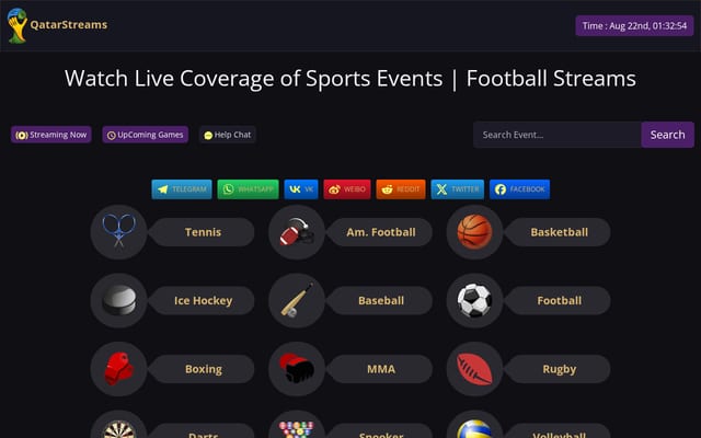 Screenshot of qatarstreams.me