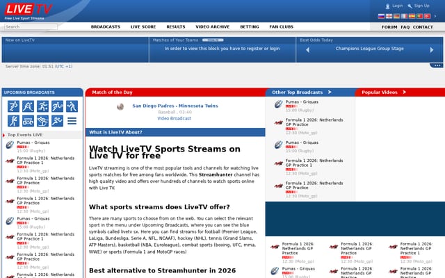Screenshot of liveru.eu