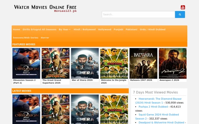 Screenshot of movies123.pk