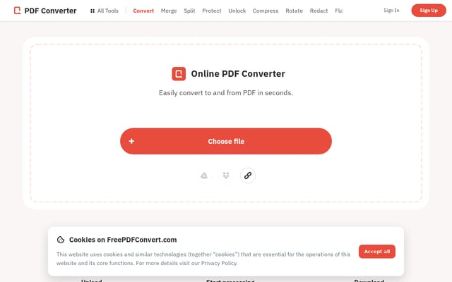 Screenshot of freepdfconvert.com