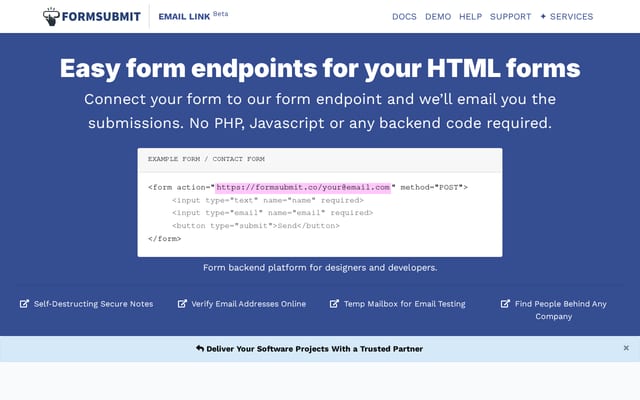 Screenshot of formsubmit.co