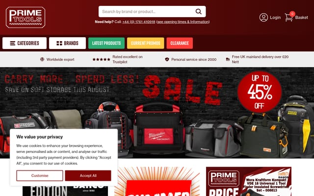 Screenshot of primetools.co.uk