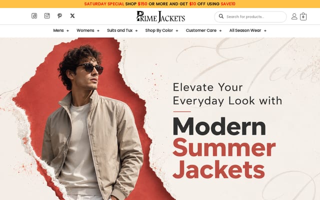 Screenshot of primejackets.com