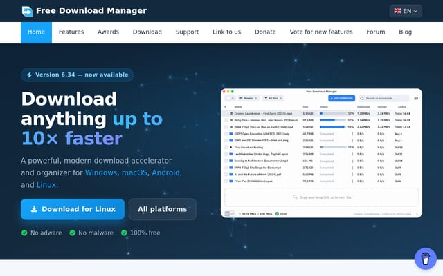 Screenshot of freedownloadmanager.org