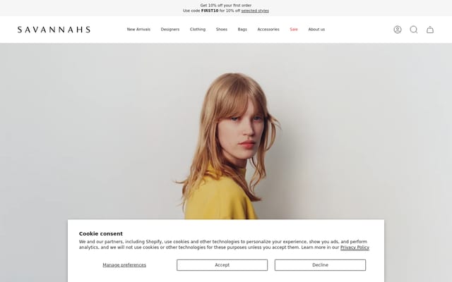 Screenshot of savannahs.com