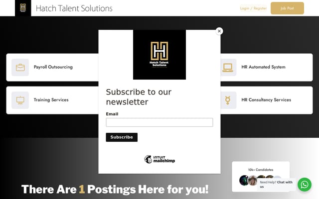 Screenshot of hatchtalent.co.zw