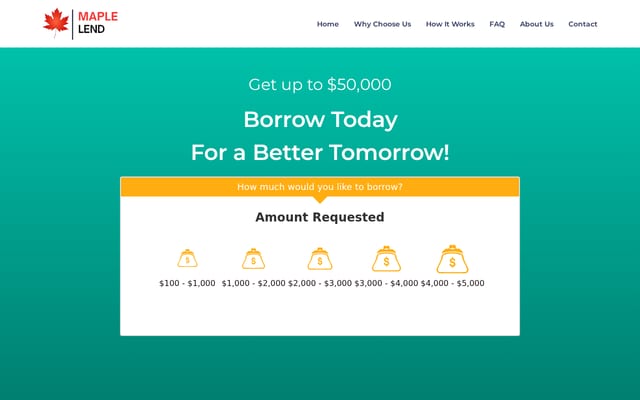 Screenshot of maplelend.com