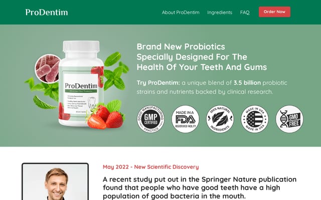 Screenshot of prodentim.com