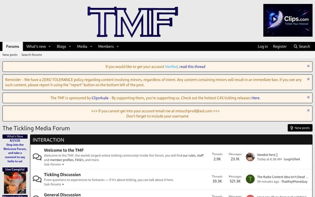 Screenshot of ticklingforum.com