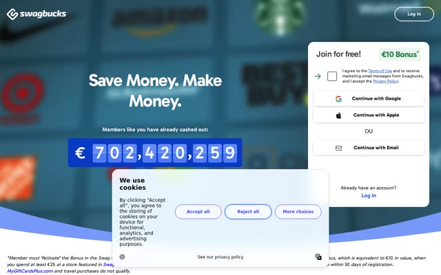 Screenshot of swagbucks.com