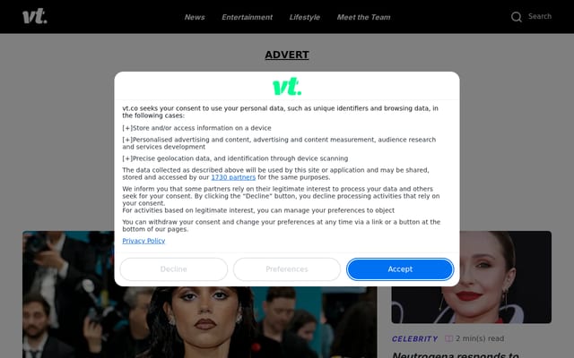 Screenshot of vt.co