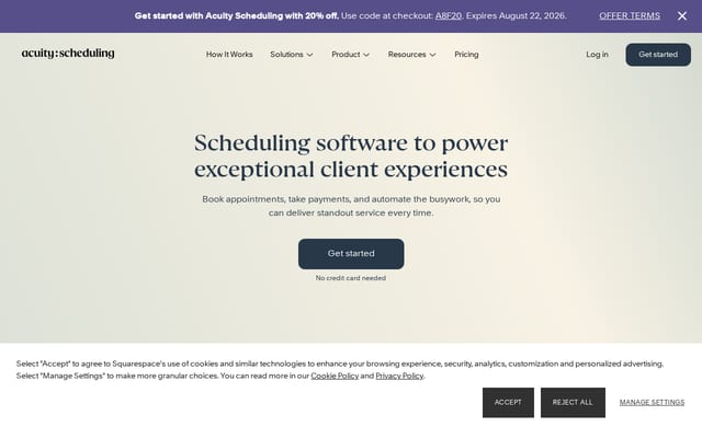 Screenshot of acuityscheduling.com