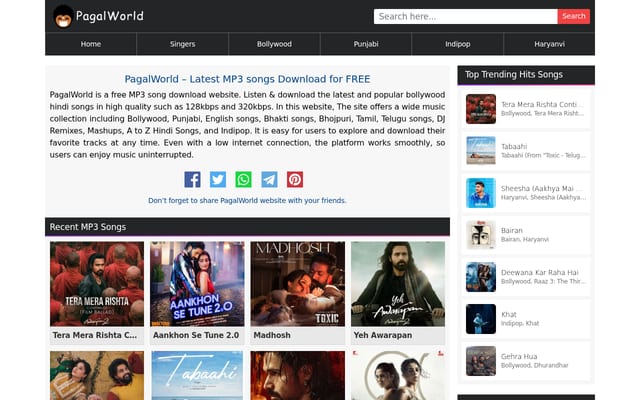 Screenshot of pagalworld.is