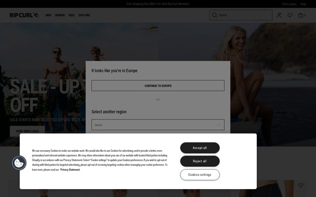 Screenshot of ripcurl.com