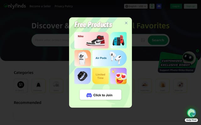 Screenshot of onlyfinds.ai