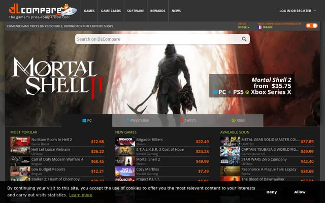Screenshot of dlcompare.com