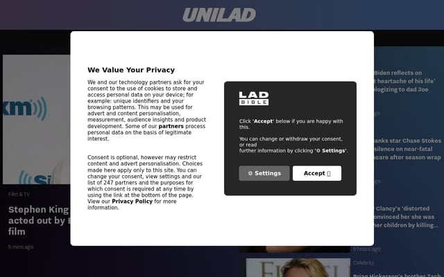 Screenshot of unilad.com