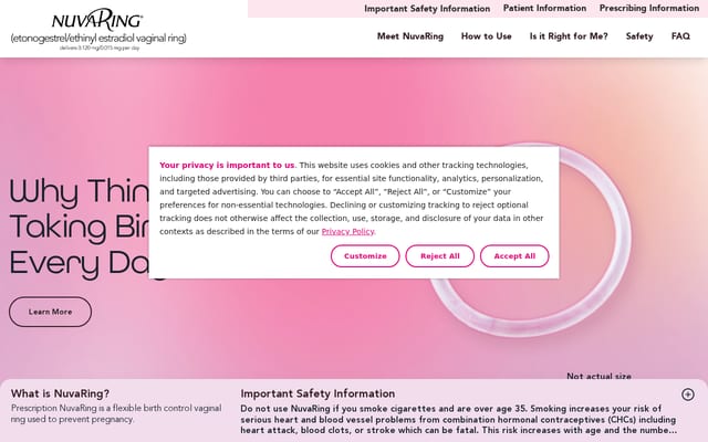 Screenshot of nuvaring.com