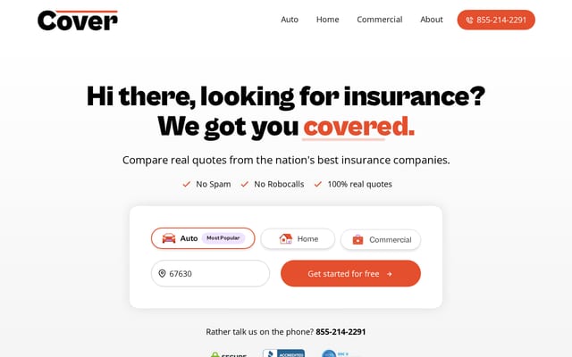 Screenshot of cover.com