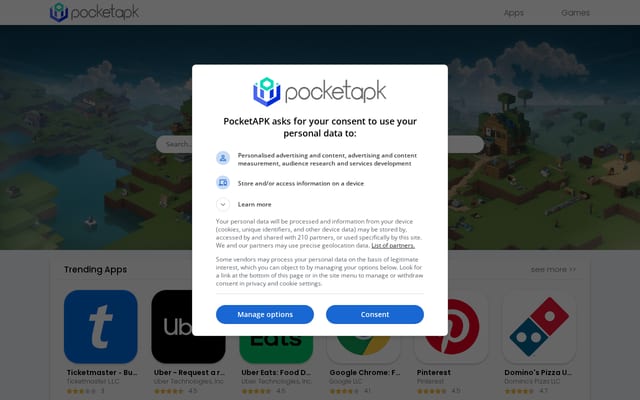 Screenshot of pocketapk.com