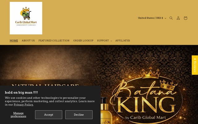 Screenshot of caribglobalmart.com