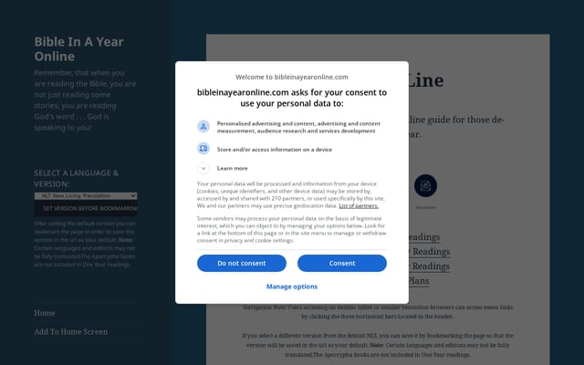Screenshot of oneyearbibleonline.com
