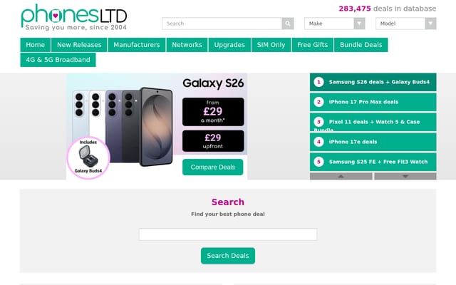 Screenshot of phonesltd.co.uk