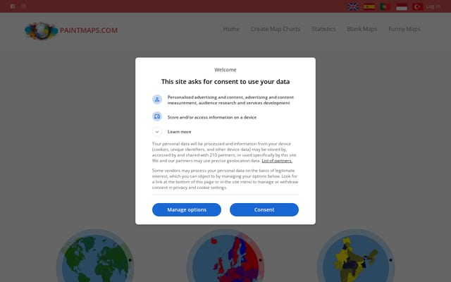 Screenshot of paintmaps.com