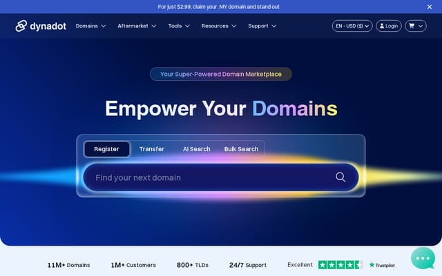 Screenshot of dynadot.com