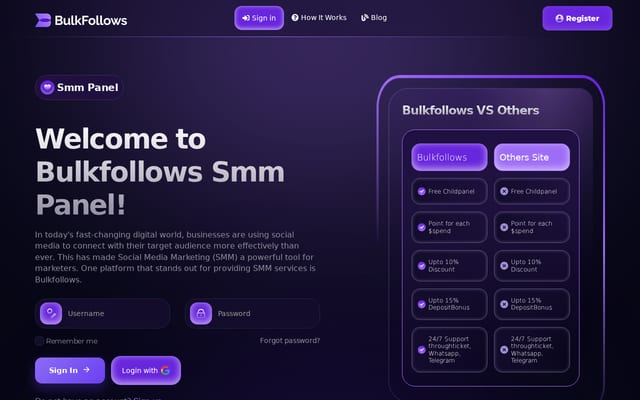 Screenshot of bulkfollows.com