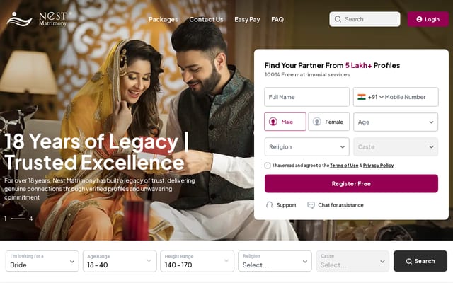Screenshot of nestmatrimony.com