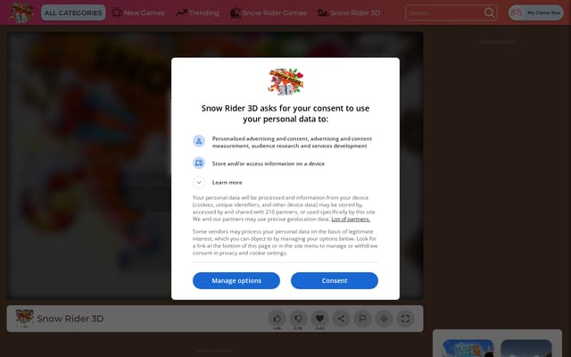 Screenshot of snowrider3d.com