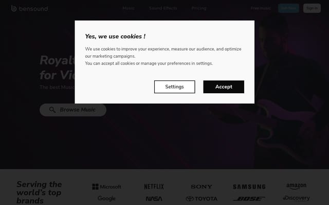 Screenshot of bensound.com