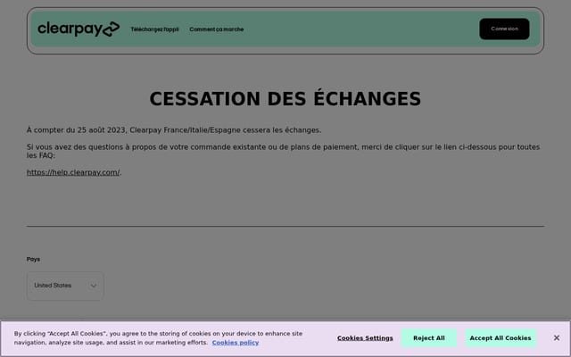 Screenshot of clearpay.co.uk