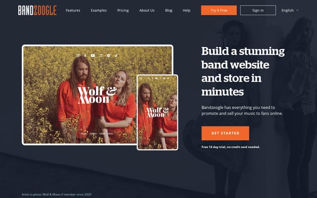 Screenshot of bandzoogle.com