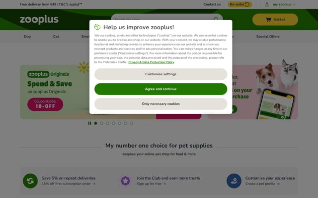 Screenshot of zooplus.ie