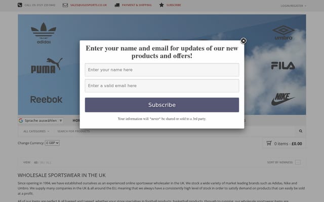 Screenshot of ugosports.co.uk