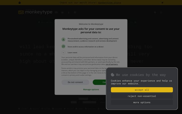 Screenshot of monkeytype.com
