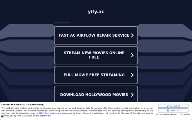 Screenshot of yify.ac