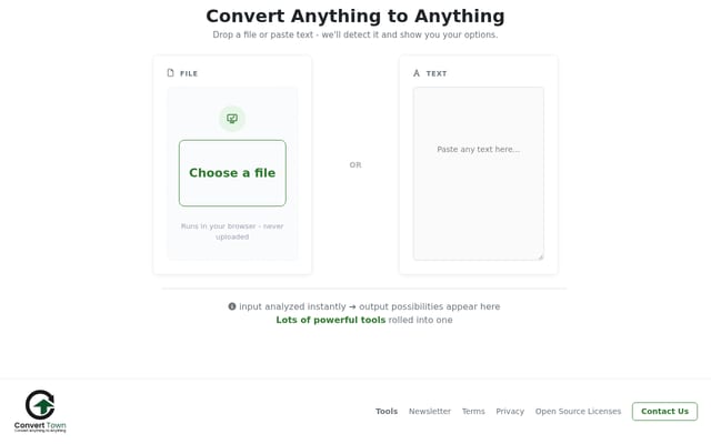Screenshot of convert.town