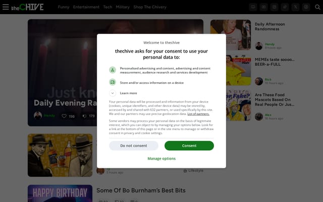Screenshot of thechive.com