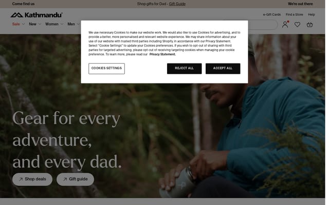 Screenshot of kathmandu.com.au