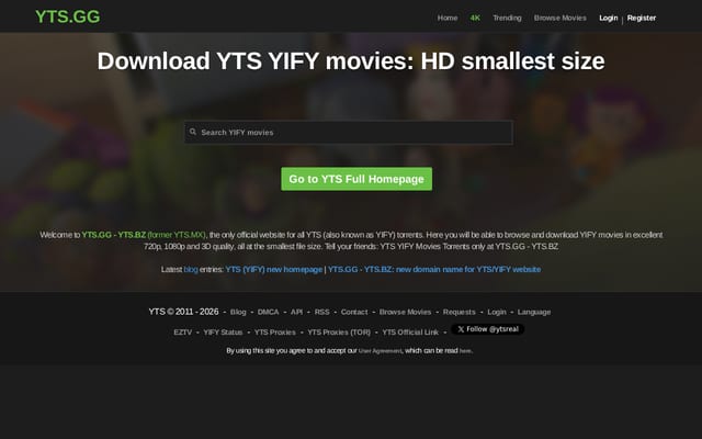 Screenshot of yts.am