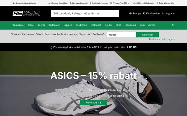 Screenshot of racketspecialisten.se