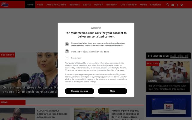 Screenshot of myjoyonline.com
