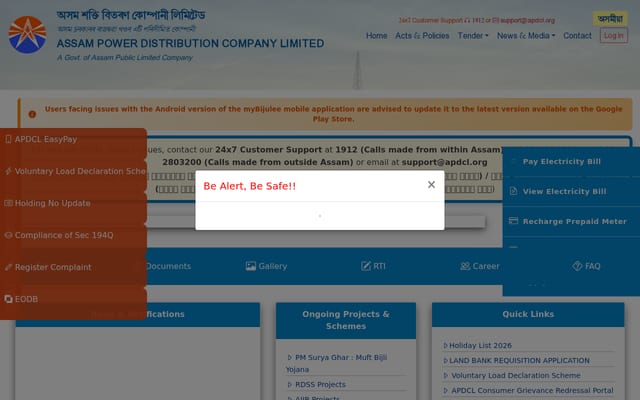 Screenshot of apdcl.org