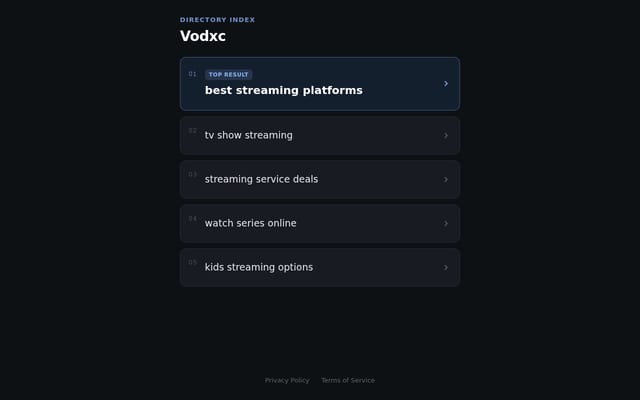 Screenshot of vodxc.org