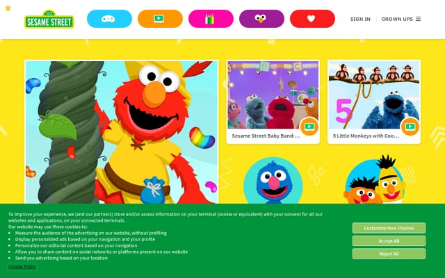 Screenshot of sesamestreet.org