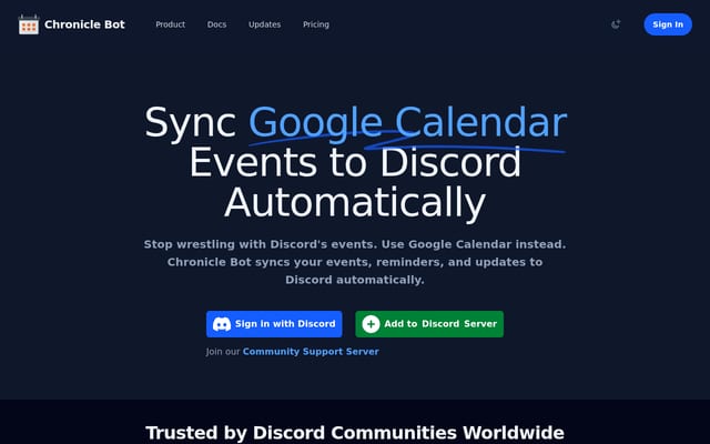Screenshot of chroniclebot.com