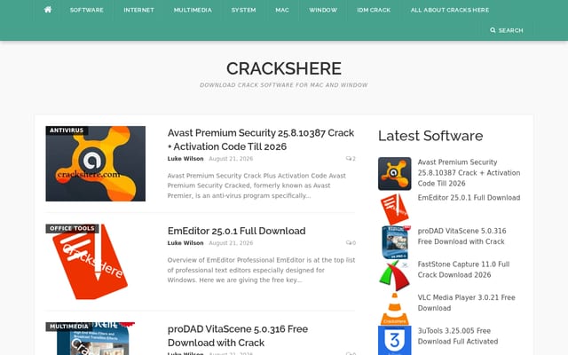 Screenshot of crackshere.com